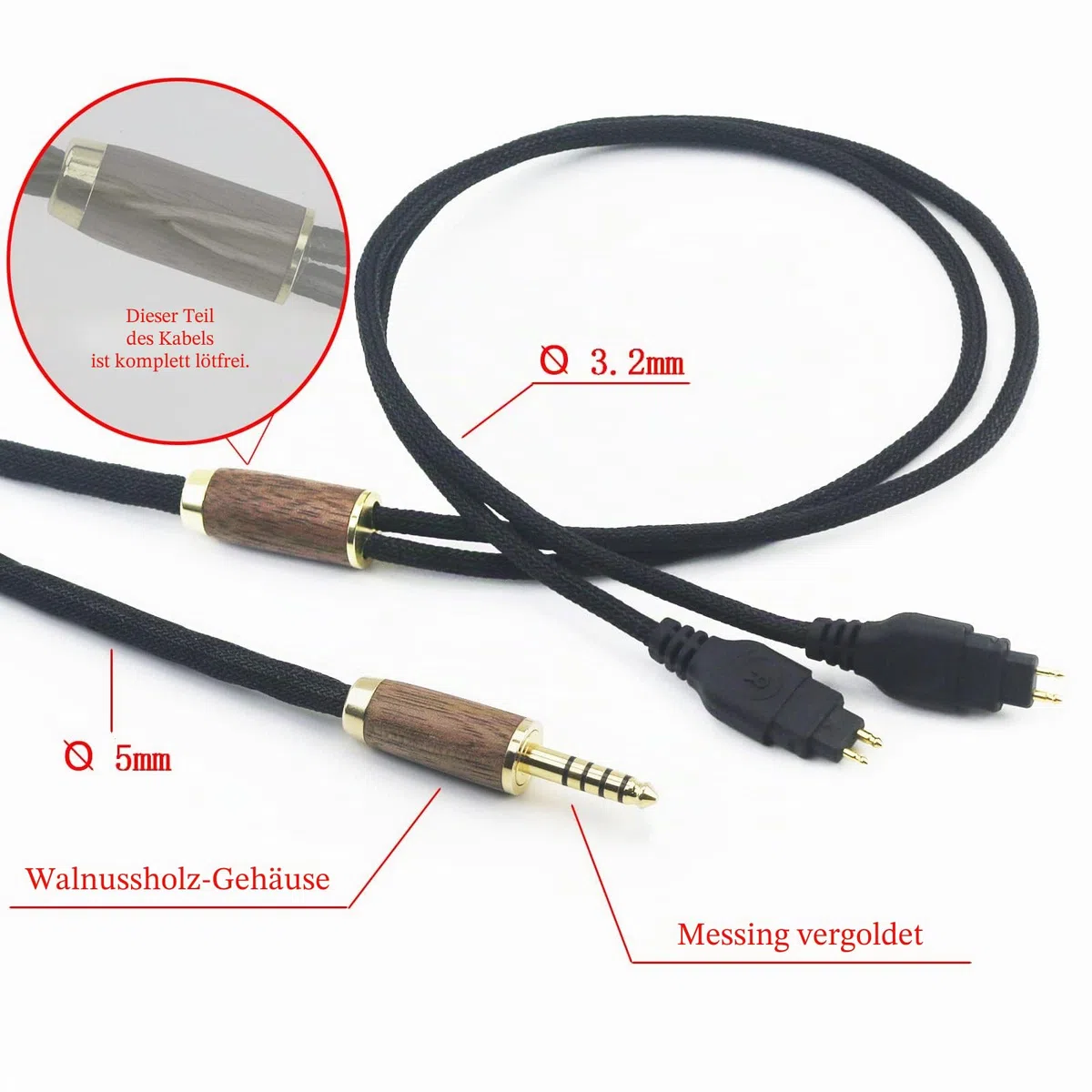 Symmetrisches Kabel, 4,4 mm, 6N, OCC Kupfer, Silber, kompatibel mit Sennheiser HD650, HD600, HD580, HD660S, HD58X, Massdrop HD6XX Kopfhörer, Walnuss, 3 m