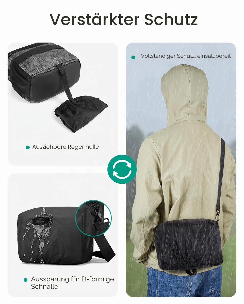 bagsmart Kameratasche Spiegelreflex DSLR SLR Fototasche Spiegelreflexkamera Systemkamera Objektive Zubehör mit Regenschutzhülle Schultertasche Grau