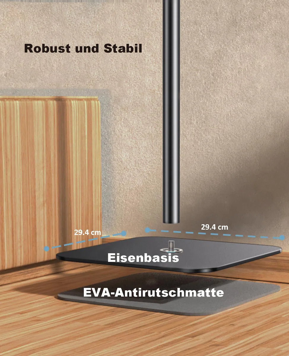 Beamer Ständer Projektor Halterung Höhenverstellbar 104–160 cm – Bodenständer mit Platte für Präsentationen, Heimkino, Studio, Büro – Traglast bis 6 kg