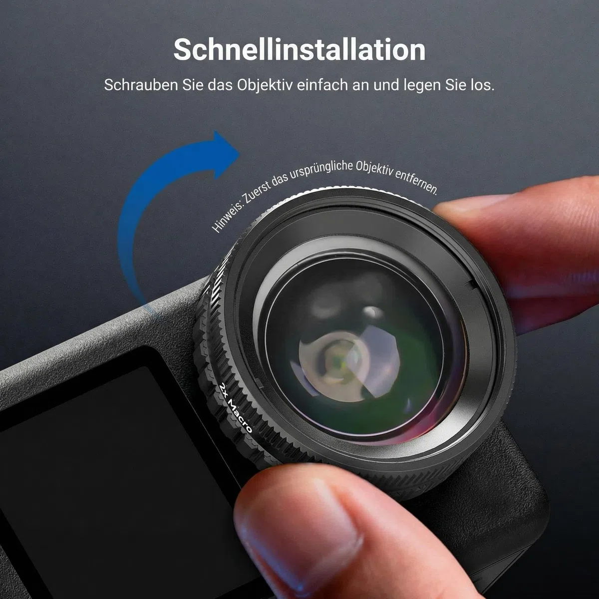 NEEWER Makroobjektiv kompatibel mit DJI Osmo Action 6 nur, Zubehör für Action Kameras zur Nahaufnahmetechnik mit 2XVergrößerung, 2 Elemente, 1 Gruppe, Fokusbereich 2–3cm, LS010
