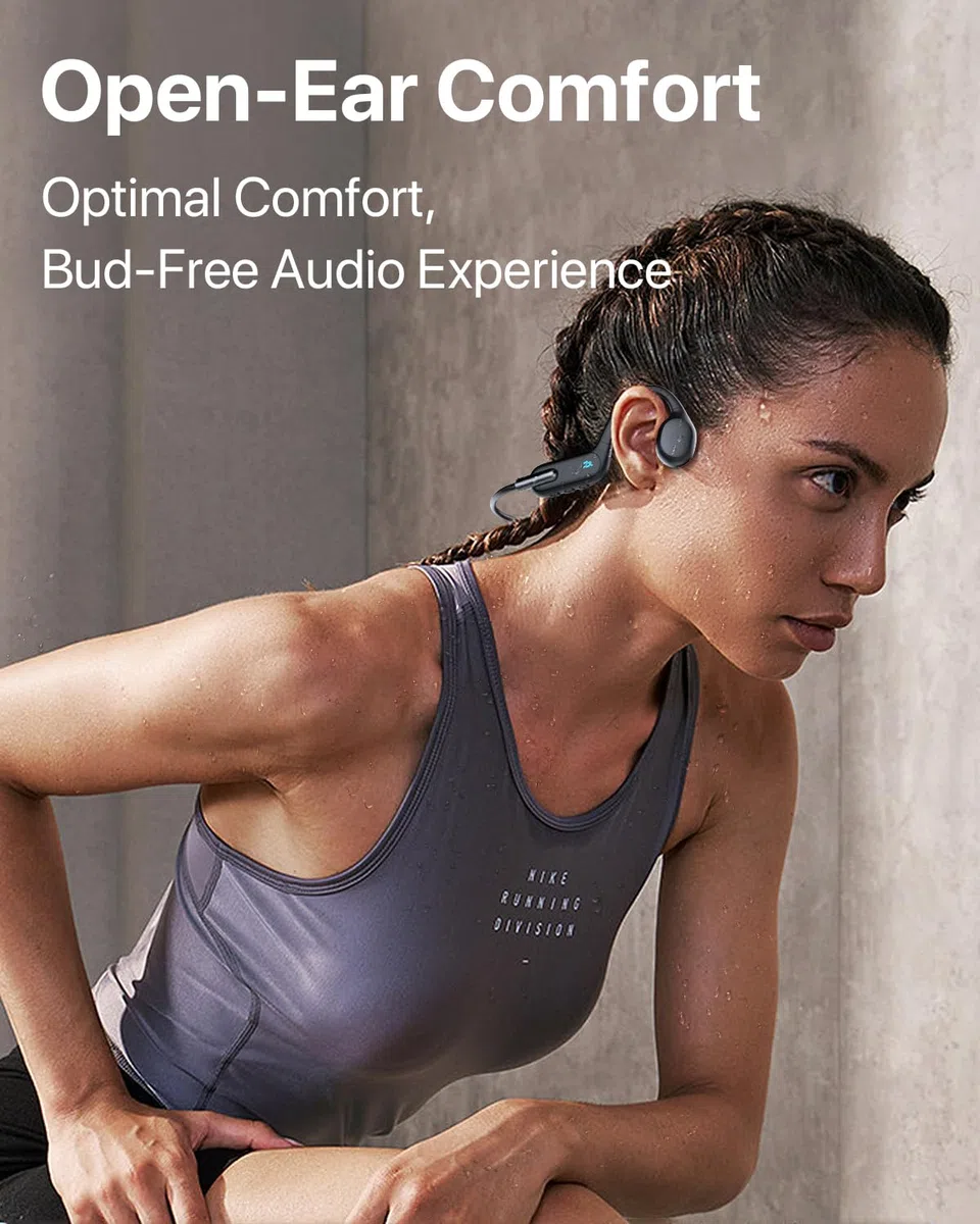 HIFI WALKER T10 Air Schwimmkopfhörer, IPX8 wasserdichte Knochenschall Kopfhörer mit 32GB MP3 Player, Open-Ear Bluetooth 5.3 Sportkopfhörer für Schwimmen und Training