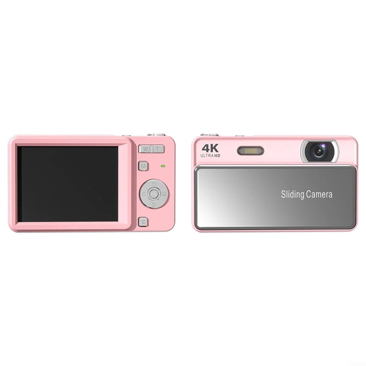 64 MP Kompakte Schiebe-Digitalkamera mit 16-fachem Digitalzoom, integriertem Blitz, fortschrittlichem Autofokus und 71,1 cm HD-Bildschirm für Schüler (Rosa)