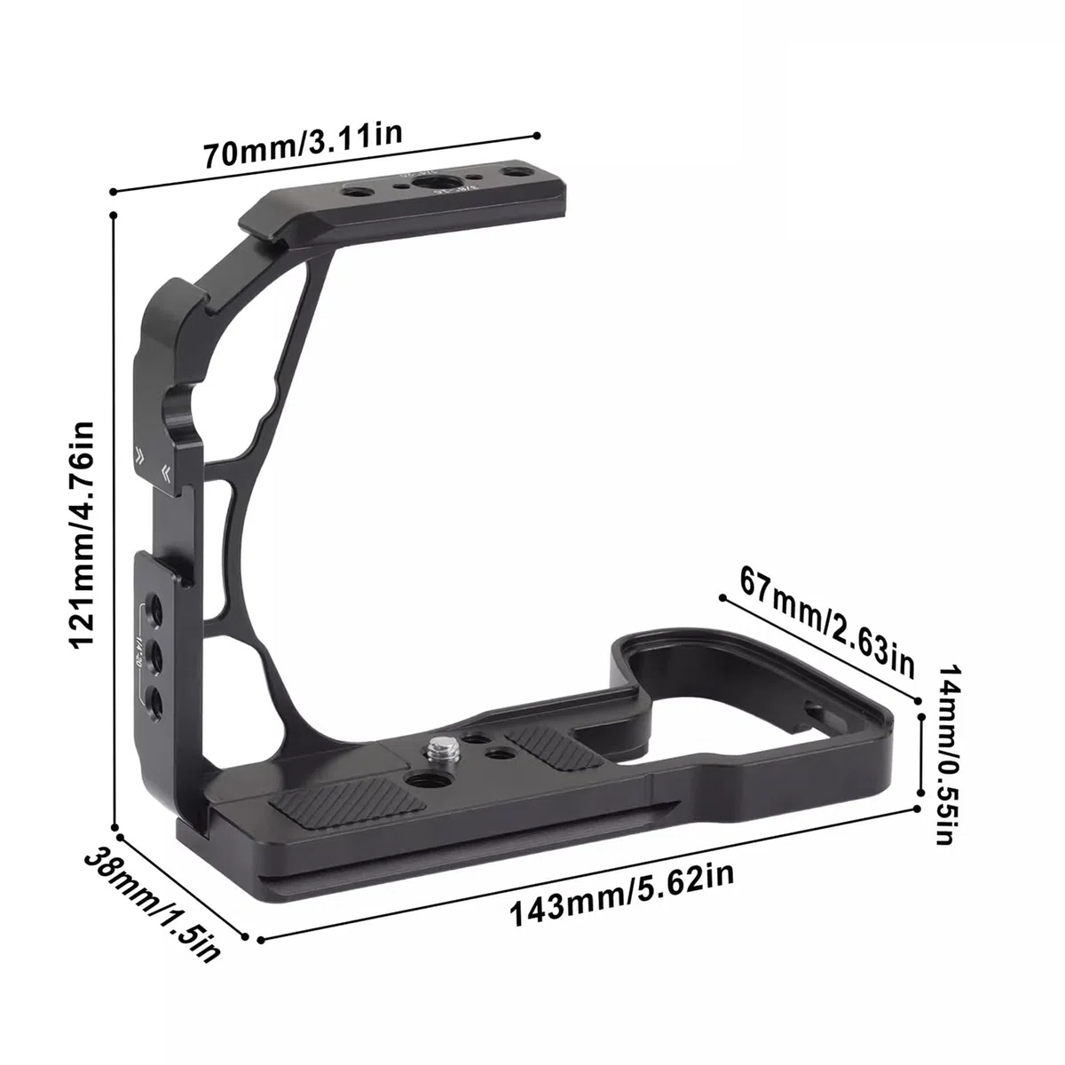 Halber Kamerakäfig für Lumix S1 II S1R II, Aluminium-Video-Rig mit Arca Swiss-Schnellwechselplatte, NATO-Schiene und Kaltschuh für Stativ-Kardanstabilisator, 1/4 3/8 Halterungen