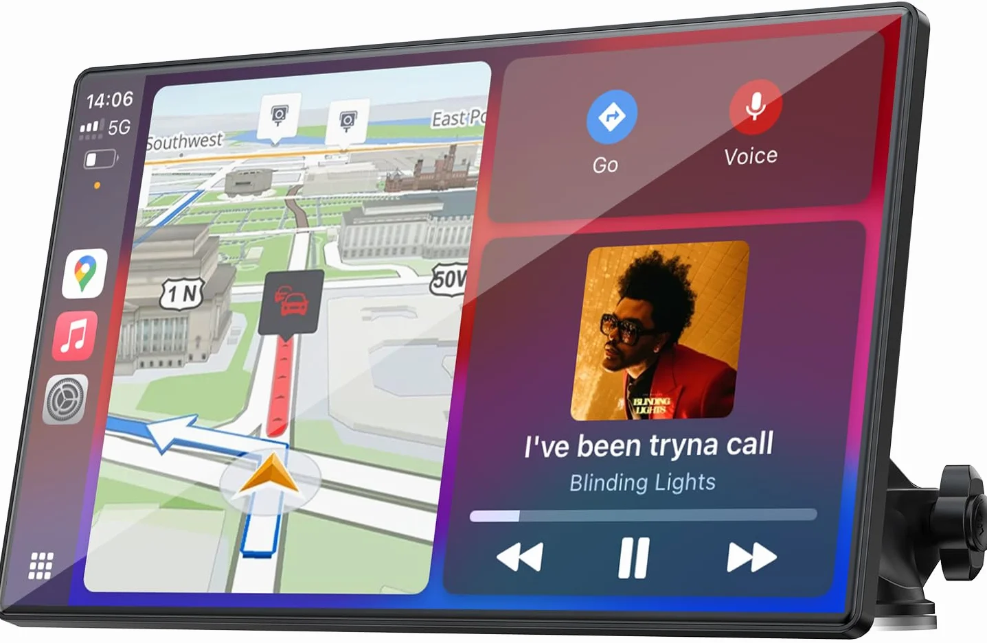 LAMTTO Wireless Carplay Display Für A-ppIe CarPlay und Android Auto 9 Zoll Touchscreen Display Bildschirm Tragbares Autoradios Car Play Display mit Navigation Bluetooth Mirror Link Siri &G00gle FM AUX