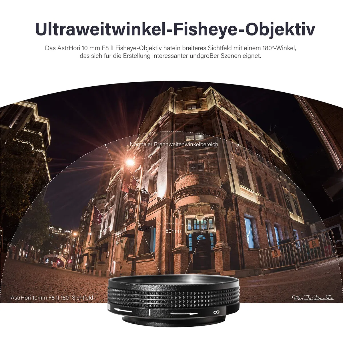 AstrHori 10 mm F8 II Ultraweitwinkel Fischaugenlinse Manuelles APS-C-Objektiv Kompatibel mit Sony E-Mount Mirrorless Camera A6000, A6300, A6400, A6500, A5100, A5000, A6600, NEX-3, NEX-3N,etc(Schwarz)