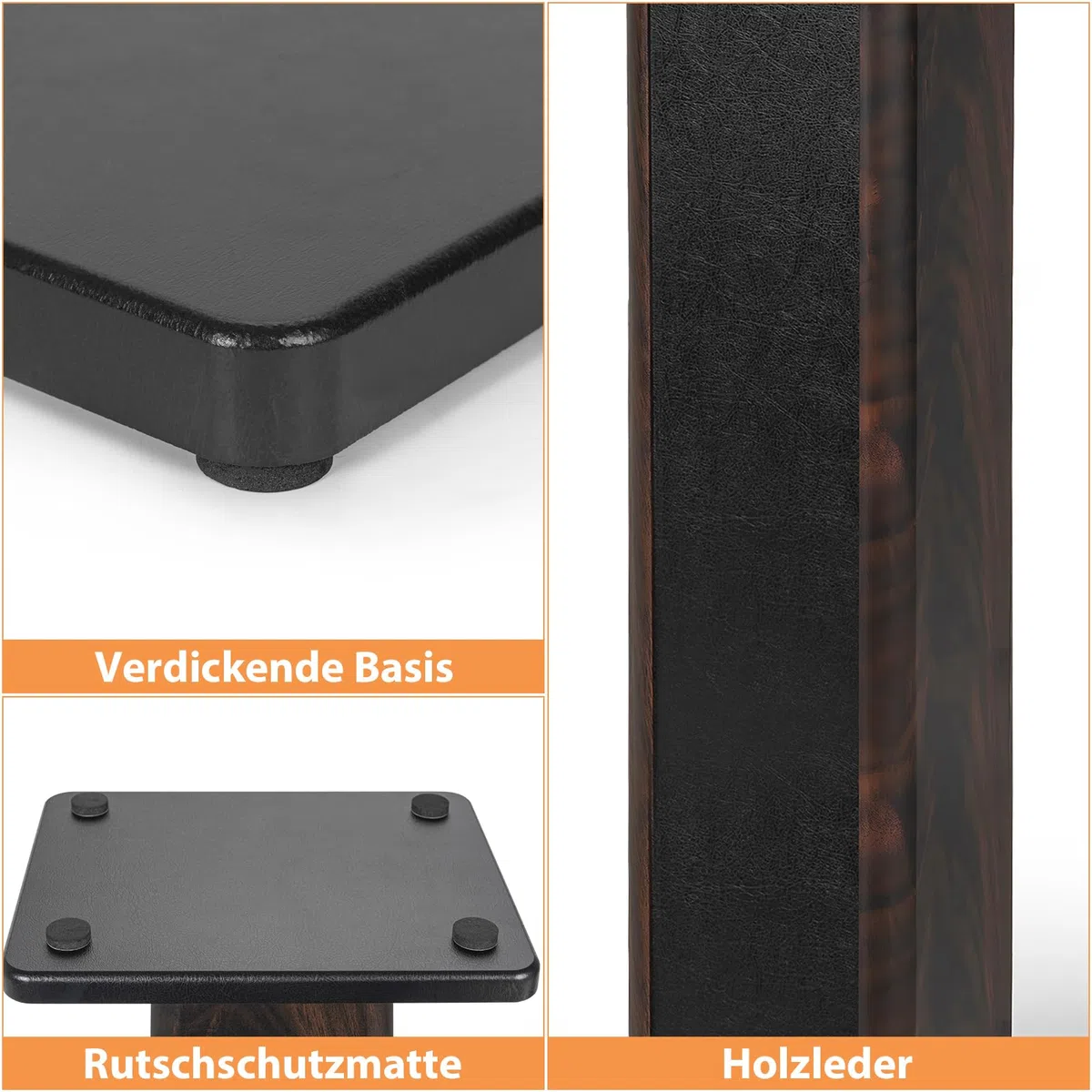 2er-Pack Holz-Lautsprecherständer mit Sand Füllbarer Design, Boxenständer Holz für Satelliten Regallautsprecher, Tragkraft bis zu 50 KG, Bodenlautsprecherständer (50CM)