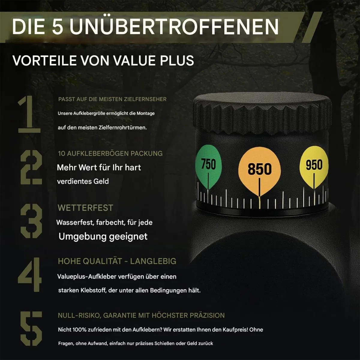 Zielfernrohr-Turm-Aufkleber – Maßgeschneidertes Yardage-Höhenband, wetterfeste Kalibrierungsaufkleber | Präzisions-Zielanzeige-Nummern-Set, Optik, Absehen-Identifikationsblätter, Schießausrüstung, Zub