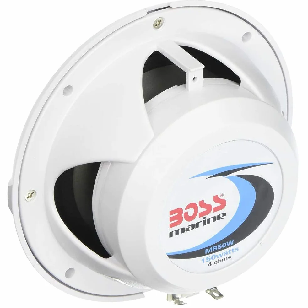 2 Marine-Lautsprecher kompatibel mit BOSS Audio MR50W 2-Wege 15,5 cm 75 watt rms 150 watt max wasserdichtes sea Pool Boot, pro Paar + 5 kostenlose Aufkleber