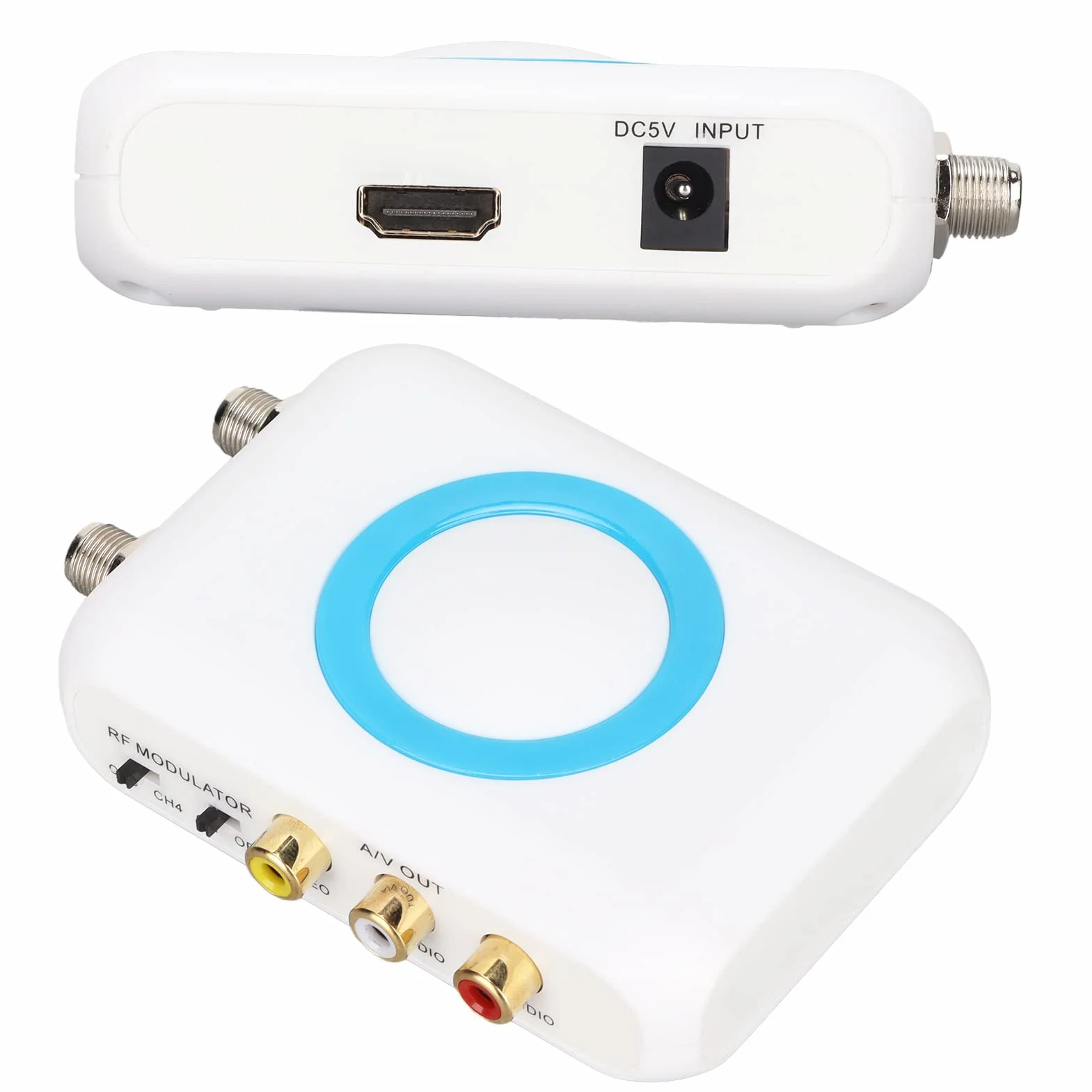 Dioche Koaxial-zu-HDMI-Adapter Koaxial-zu-HDMI-Adapter für Fernseher Abs Hdm66 Hd-Modulator Unterstützt Pal Ntsc-Format Ausgang zu Rf-Modulator für Heimfernseher-Ersatz
