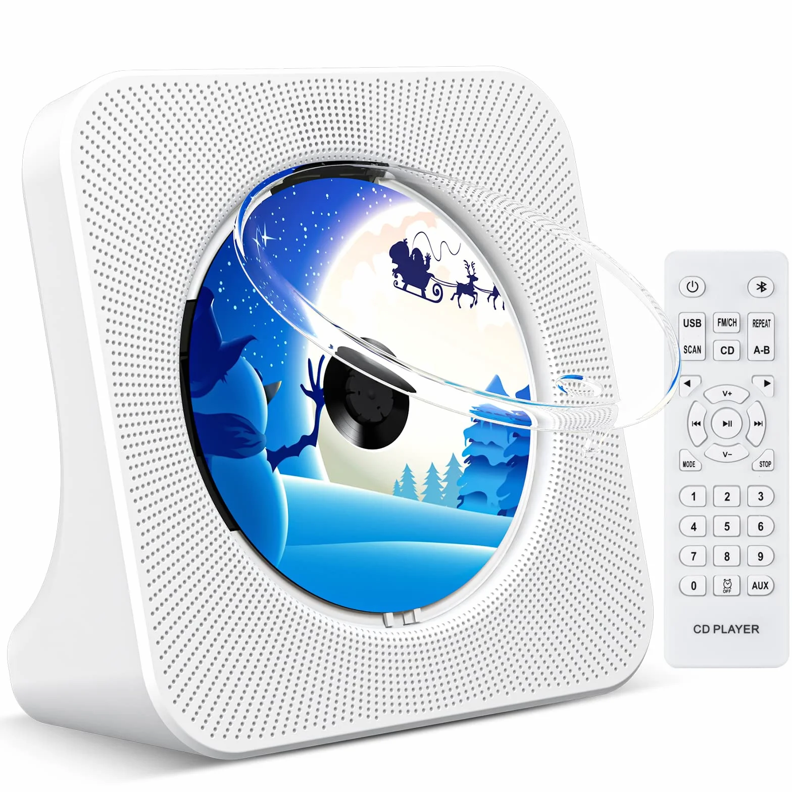 CD Player mit Lautsprecher CD-Player Bluetooth 5.0 mit Fernbedienung Staubschutzhülle Bildschirm FM-Radio Timer USB-Wiedergabe AUX-Wiedergabe Kopfhöreranschluss