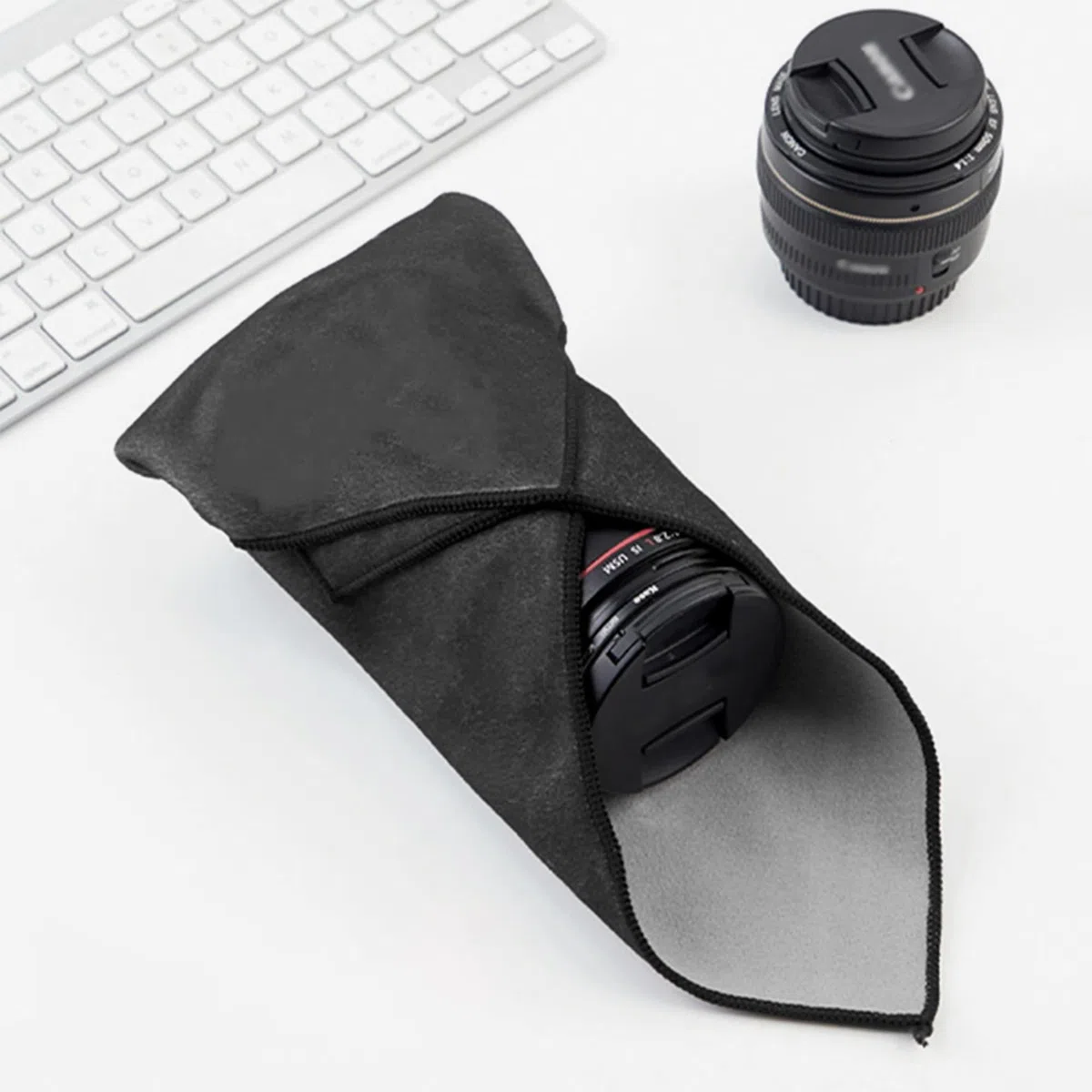 Einschlagtuch Kamera Schutzhülle 45x45CM Anti-Bumping Anti-Friction Schutzhülle Protective Wrap für Fotoausrüstung (Schwarz, M)