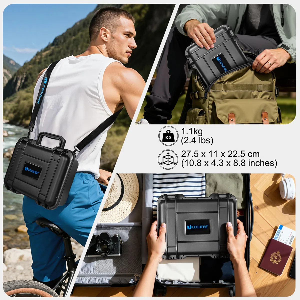 LEKUFEE Tragbarer Wasserdichter Hartschalenkoffer für DJI Osmo 360 Kamera, Adventure Combo, Vlog Kamera, Akku, Ladegerät, DJI Mic 3/2/Mini und weiteres Zubehör (Nur Reisekoffer)