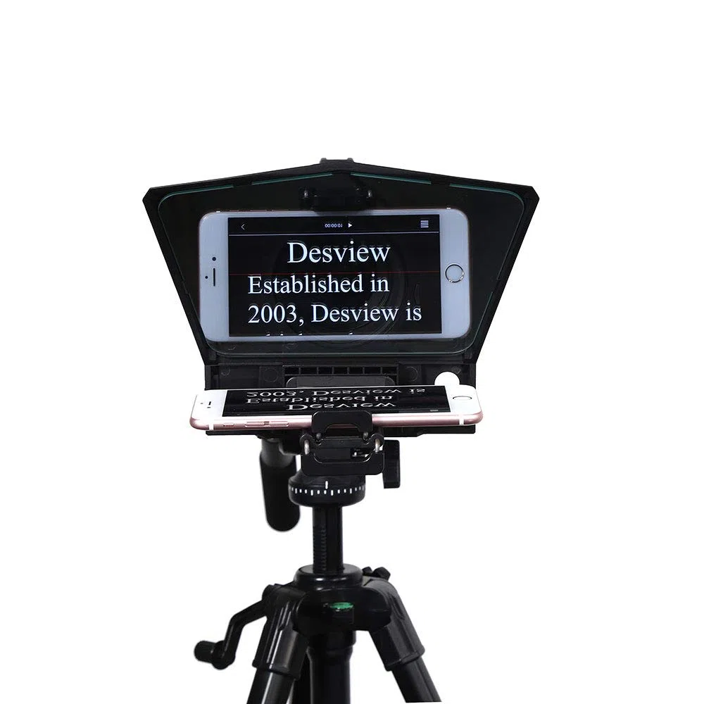 Desview - T2 - Teleprompter für Smartphone, Tablet oder DSLR-Kamera bis zu 8“ - Videoaufnahme - Autocue