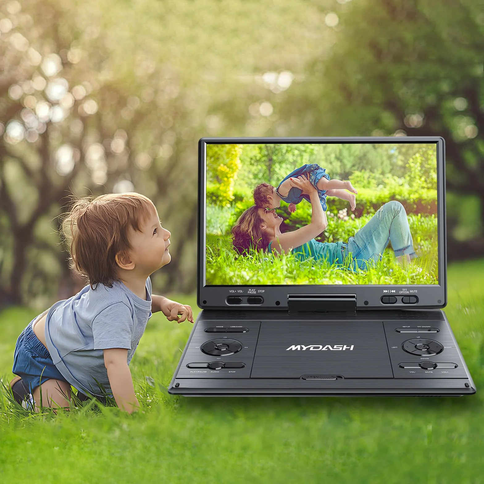 Tragbarer 14,9-Zoll-DVD-Player fürs Auto, für Kinder mit schwenkbarem 12,5-Zoll-HD-Bildschirm & Auto-Kopfstützenhalterung, DVD-/CD-Player, für Sync-TV-Projektor, USB/SDAnschluss