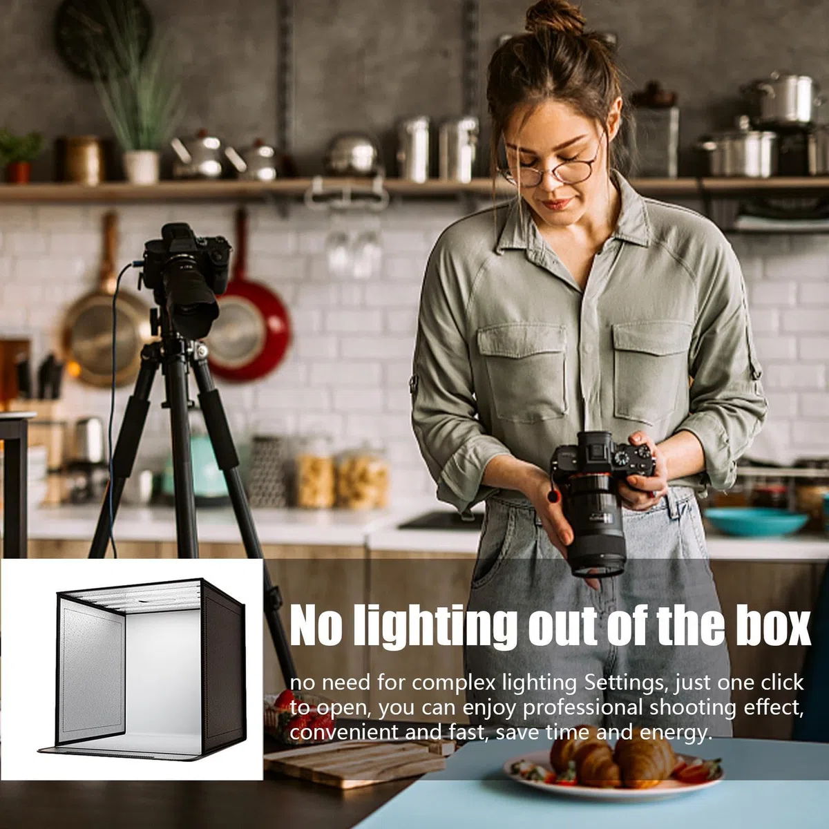 Produkt-Fotokabinen-Lichtbox, Studio-Fotobox | Beleuchtung, Klappbar, Dimmbar, Bildhintergrundkabine - 44 X cm Große Fotografie-Requisite Für Professionelle Oder Amateurfotografen