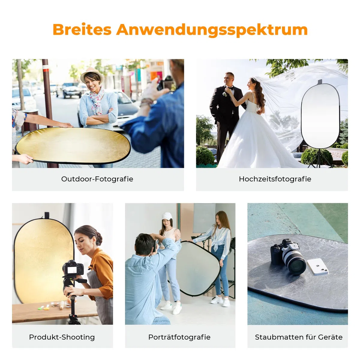K&F CONCEPT 5 in1 Fotografie Licht Reflector 100x150cm Oval Diffusor Fotografie Faltreflektor für Portrait Foto Selfie Hochzeitsfotografie Außenbeleuchtung mit Tragetasche