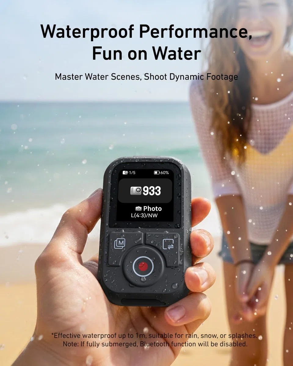 TELESIN T13 Bluetooth-Fernbedienung für DJI Osmo Action 6/5 Pro/4 & Osmo 360, HD-Farbbildschirm drahtlose Kamera-Fernbedienung, 60m Langstrecke, Wasserdicht, 8H-Batterie, Foto-Video Time-Lapse-Steueru