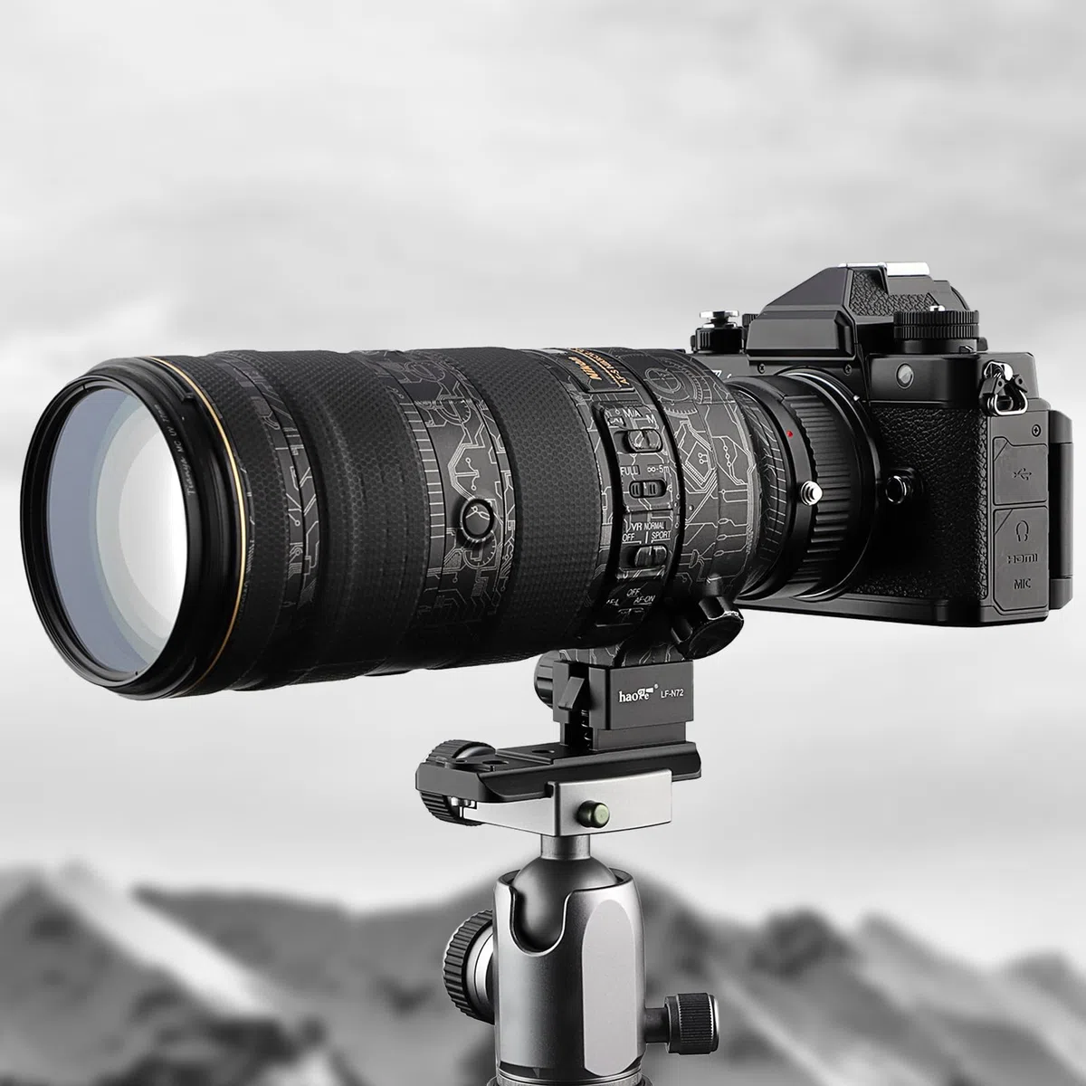 Haoge LF-N72 Objektivmanschette Fuß Stativhalterung Adapter für Nikon AF-S Nikkor 70-200mm f2.8G ED VR I II, 70-200mm f2.8E FL ED VR und 500mm f5.6E PF ED VR Objektiv
