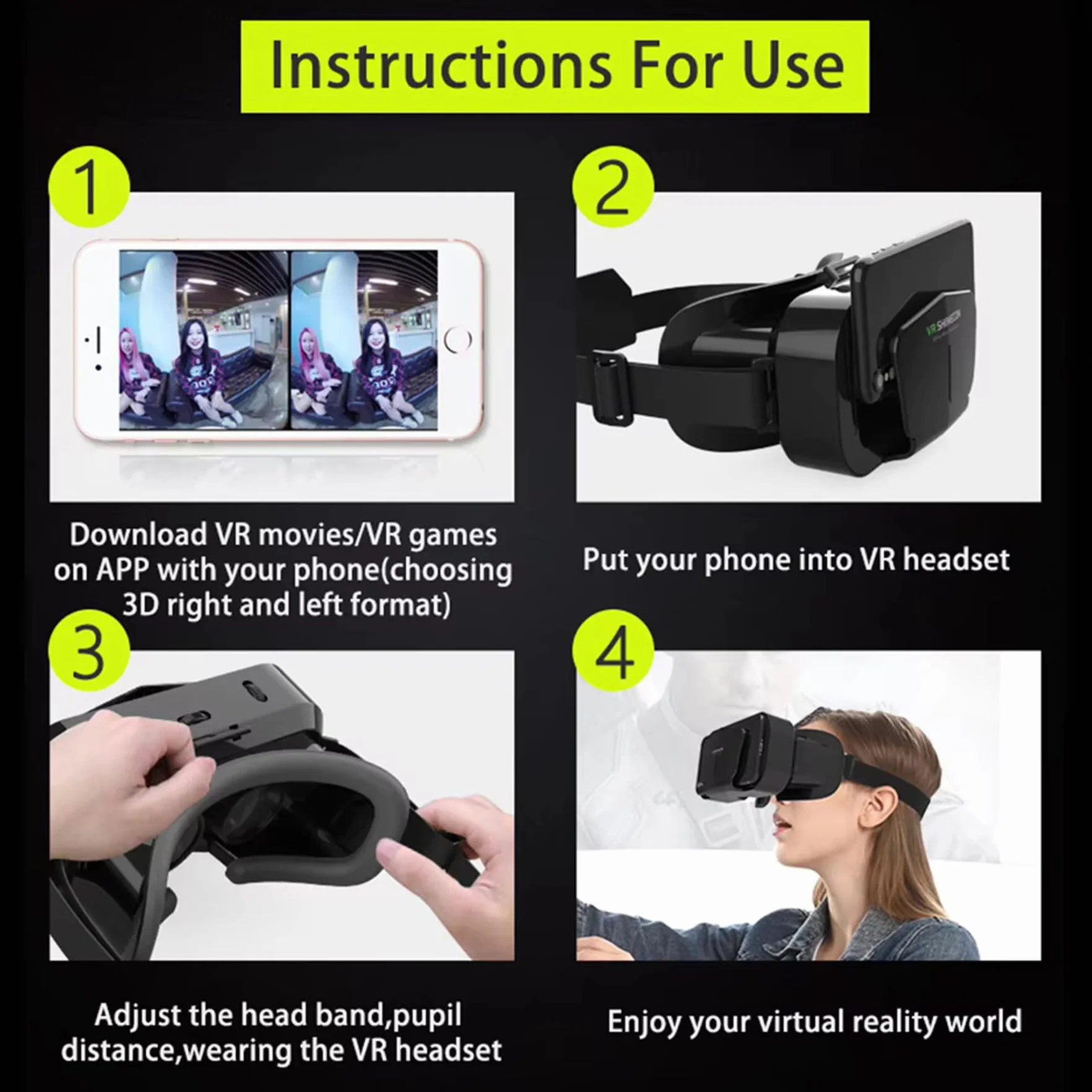 VR-Virtual-Reality-Headset, Mini-VR-Headset für 3D-Filme, Videospiele, VR-Brille für Erwachsene und Kinder, VR-Brille für iPhone 16, 15, 14, 13 Pro Max + Samsung Galaxy S25, S24, S23, S22 usw. 5-7,2
