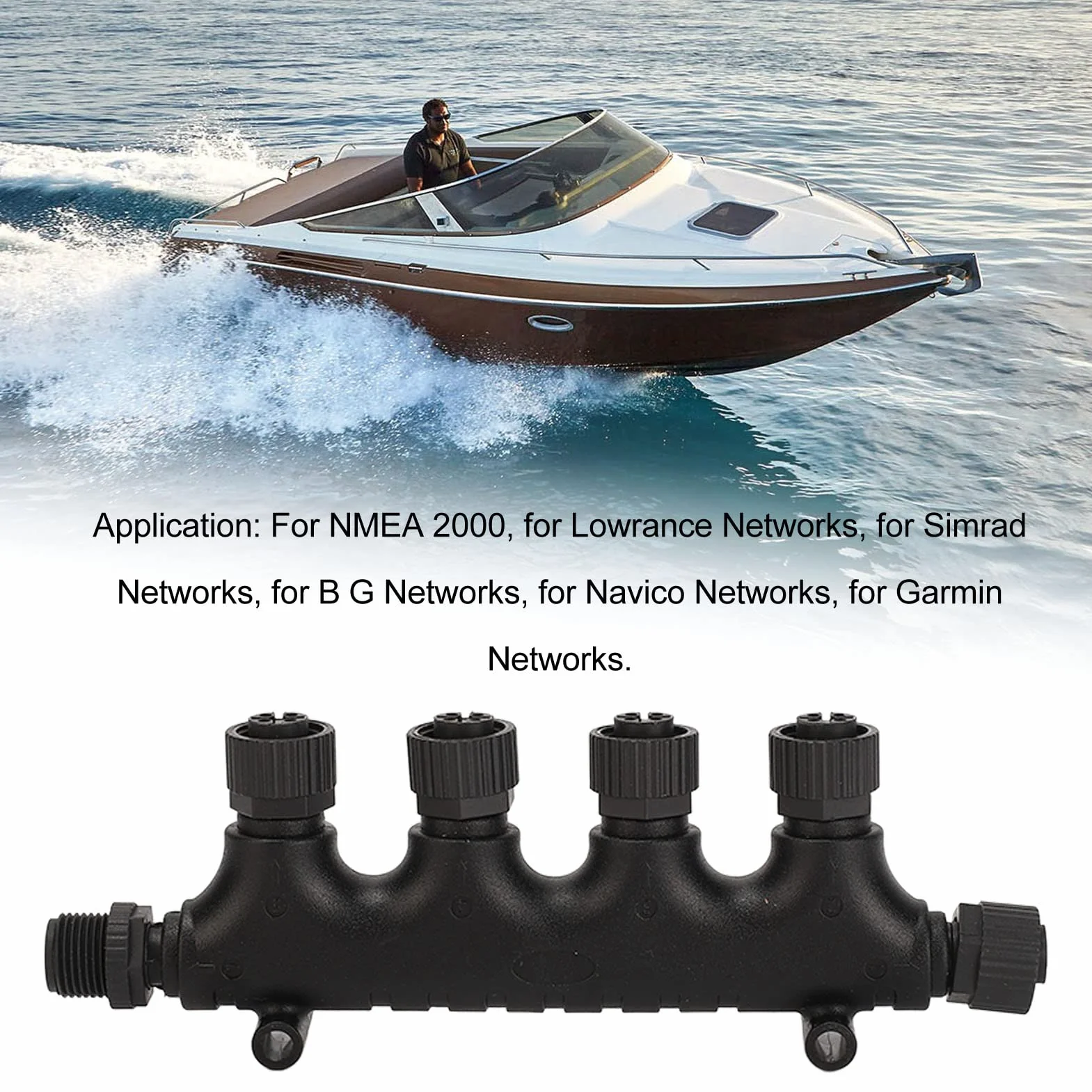 Nmea Srset,Tbest Nmea 2000 Sr Kit,Nmea 2000 6-Port Nmea 2000 4-Wege-Sffyachtteile Für Nmea 2000 N2K 4-Port-T-Anschluss M12 5-Polig Ip67 Wasserdicht Für -Netzw