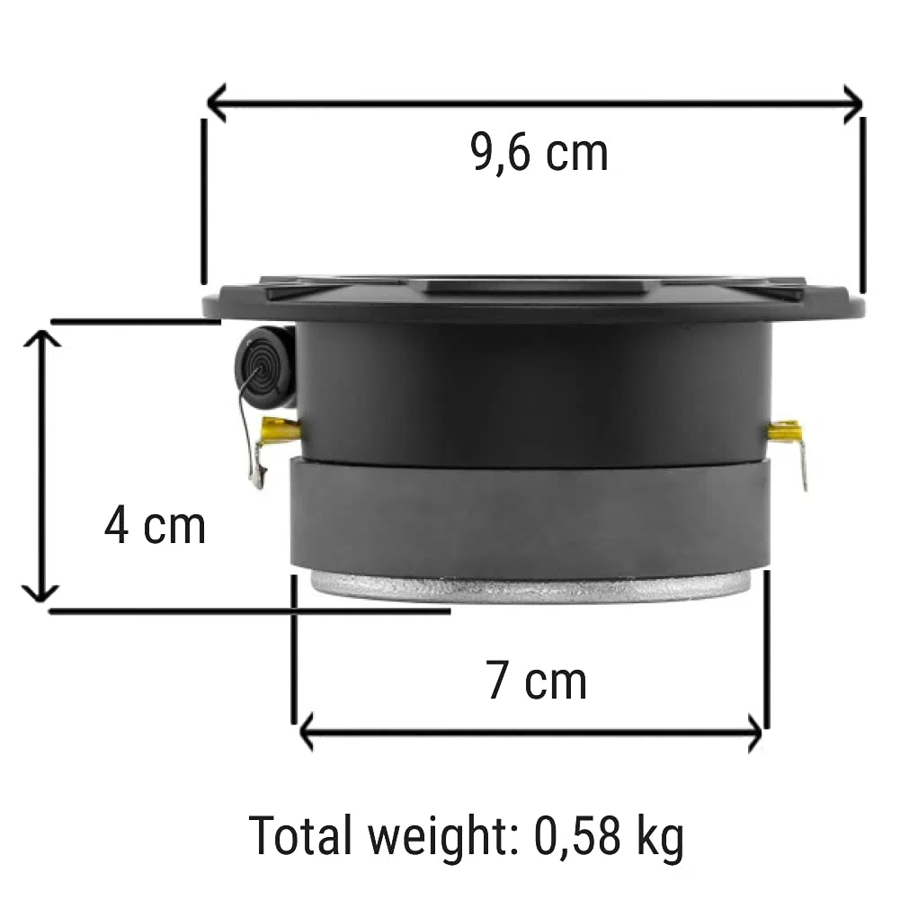 DS18 2 PRO-TWX1 super Bullet hochtöner von 9,60 cm 96 mm Durchmesser 120 watt rms und 240 watt max 4 ohm mit 103 db empfindlichkeit bei 4 cm Tiefe, pro Paar + 3 kostenlose Aufkleber