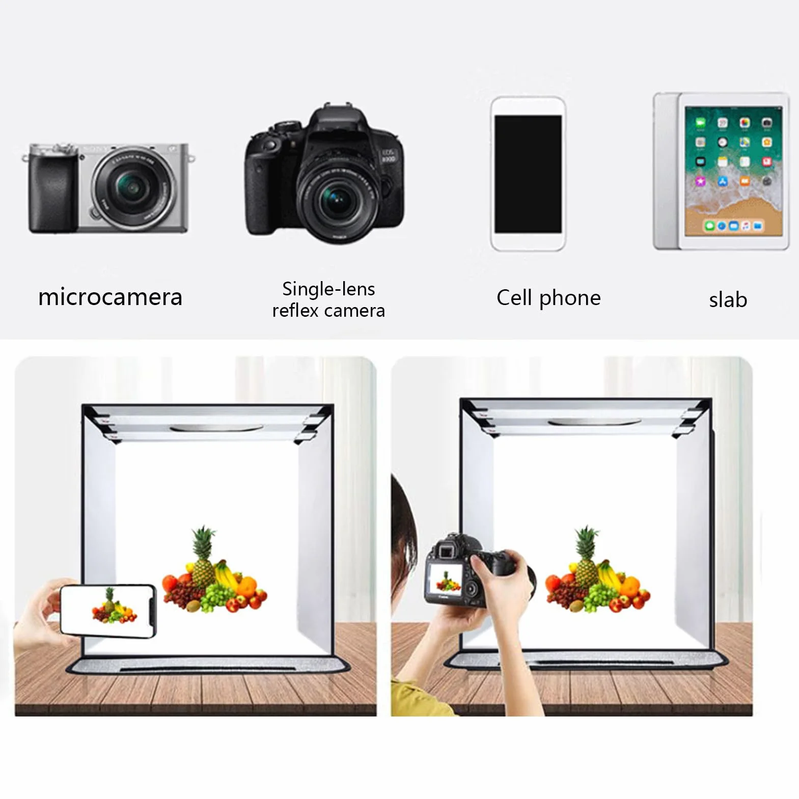 Fotobox mit Lichtern – Fotobox, Produktfotokarton | Fotografie 40 x 40 cm, Foto-Set für Haustiere, Armband, Ringe, Make-up, Tasche