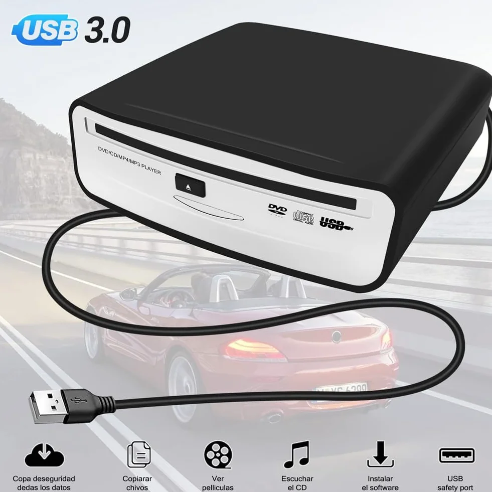 Autoradio CD/DVD Dish Box Player Externe Stereoanlage, Auto Radio CD/DVD Player Extern USB Anschluss für Laptop oder Fernseher Angeschlossen Werden, für Navigation mit Android 4.0 und