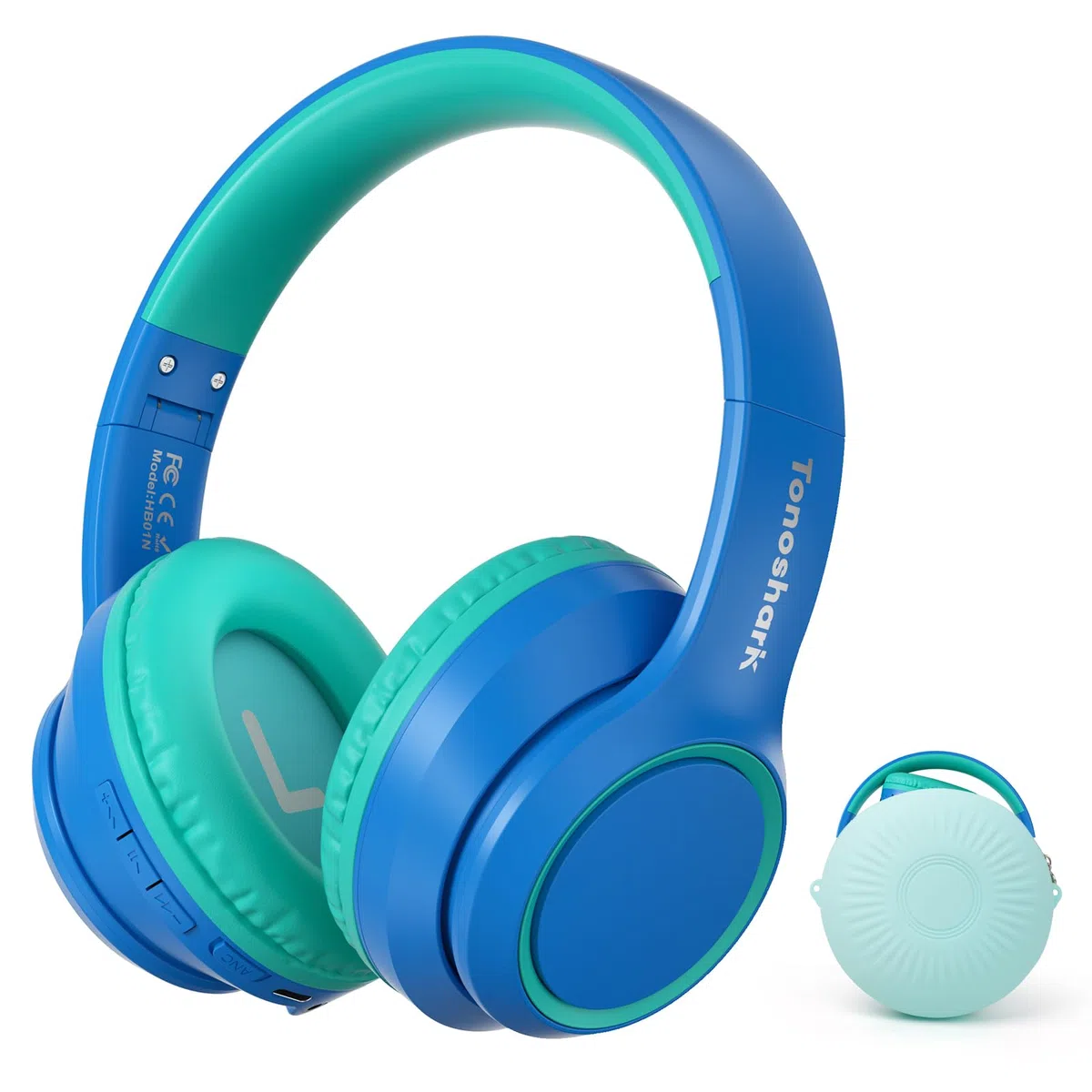 Tonoshark Noise Cancelling Kopfhoerer Kinder | 60h Spielzeit | Kopfhörer Kabellos Bluetooth Kinder, Over-Ear Kinderkopfhörer Bluetooth Mit Mikrofon (Dunkelblau) - Für Schule/Reisen | Inkl. Tragetasche