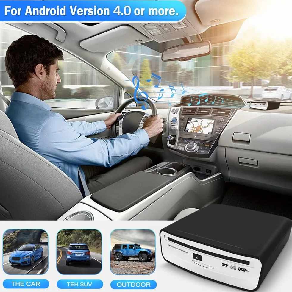 Autoradio CD/DVD Dish Box Player Externe Stereoanlage, Auto Radio CD/DVD Player Extern USB Anschluss für Laptop oder Fernseher Angeschlossen Werden, für Navigation mit Android 4.0 und
