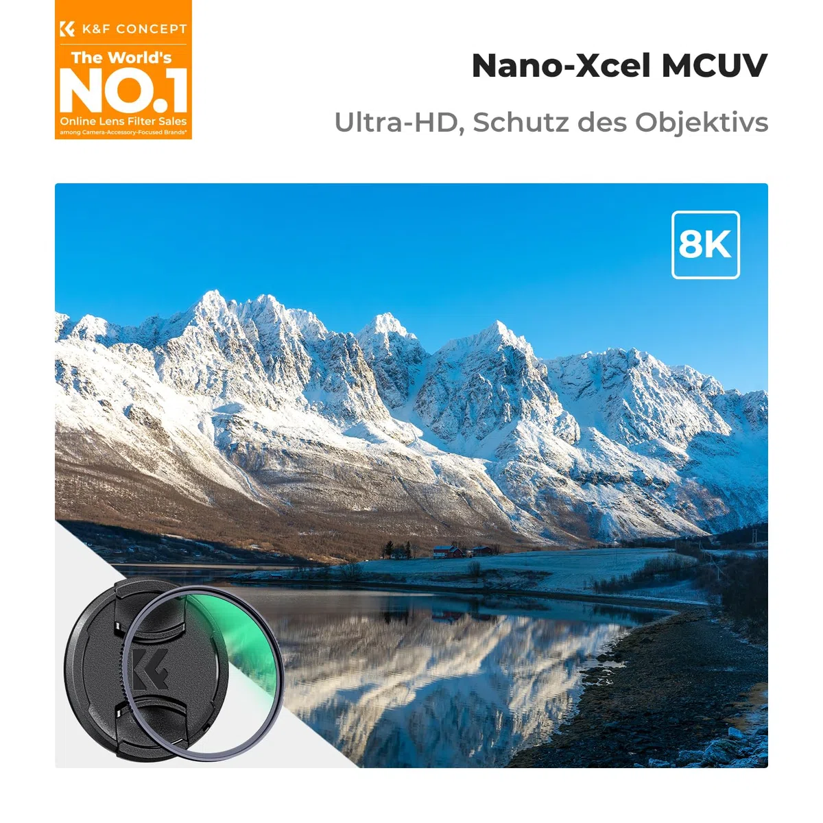K&F CONCEPT Nano X-Serie UV Filter 52mm mit Objektivdeckel, Reinigungstuch,HD,Schutzfilter mit 28 Schichten Nanobeschichtungen