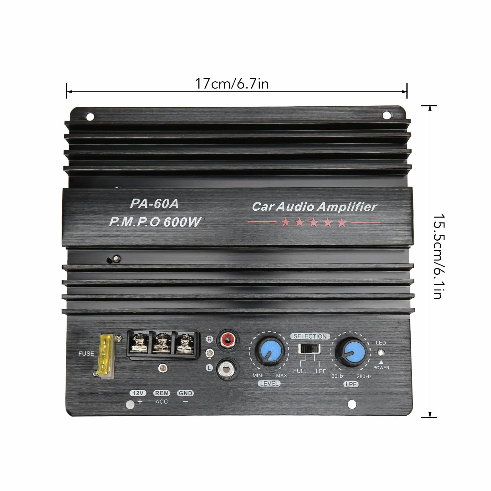 GOWENIC Auto Sound Leistungsverstärkerplatine, 600 W Hochleistungs Bass Subwoofer Verstärker, Aluminiummaterial, Ausgezeichneter Chip, Gute Klangqualität, Geeignet für die Meisten Autos