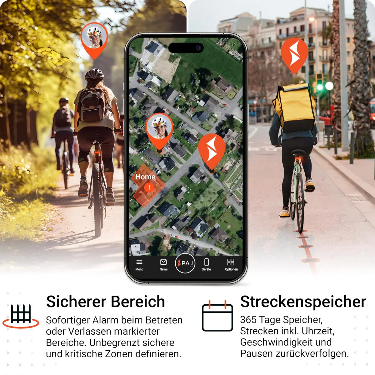PAJ GPS Tracker Fahrradrücklicht - 4G Echtzeitortung mit Sturzalarm, inkl. 3 Monate Premium ABO, GPS-Tracker Fahrrad Alarmanlage inkl. eBikes, 100% wasserdicht, bis zu 20 Tage Akku, Straßenzulassung