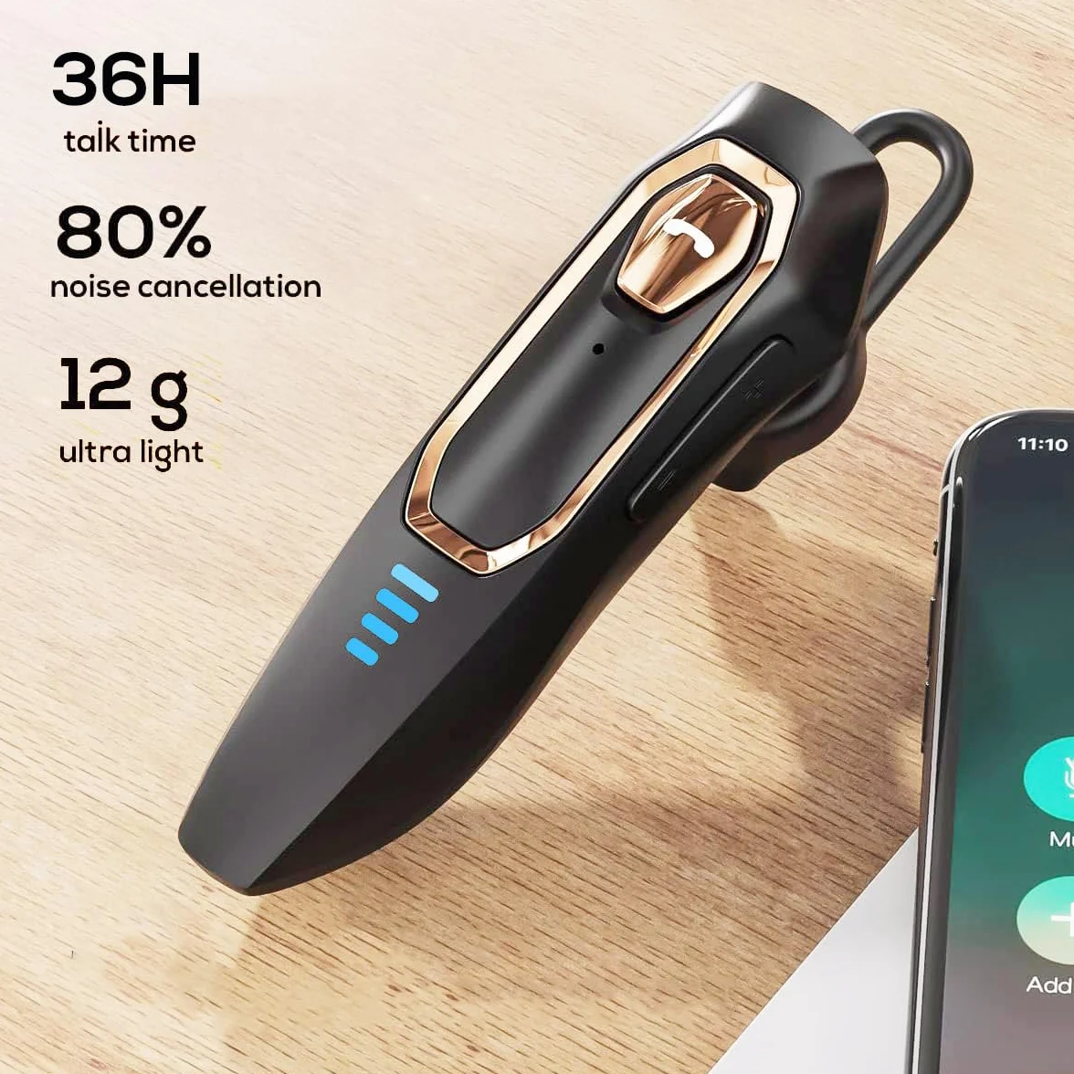 Micool Headset Bluetooth Handy, mit Geräuschunterdrückung Mikrofone Freisprech Bluetooth 5.4 Headset, 36 Stunden Gesprächszeit, Kabelloser Kopfhörer für Phone/Android/Laptops/Tablets