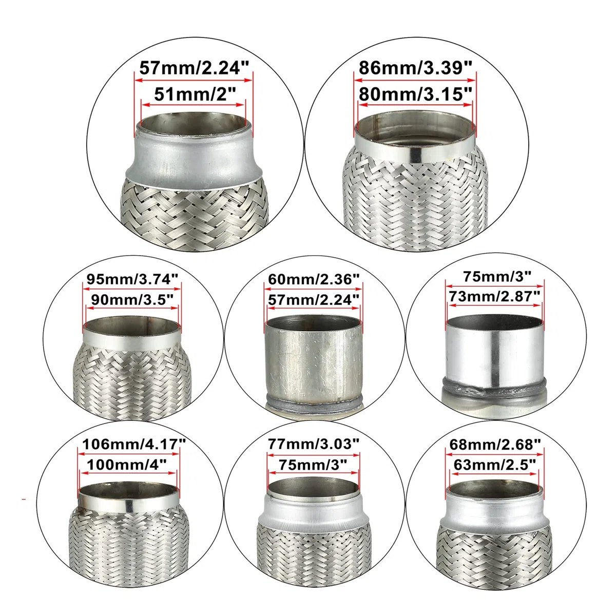 EMENAR Auspuff Schalldämpfer 51mm 63mm 80mm 90mm 100mm Auto Schalldämpfer Auspuff Flexrohr Flexible Schläuche Auspuffgelenk Schalldämpfer Edelstahl Auspuff (Farbe : 80x250x228mm)