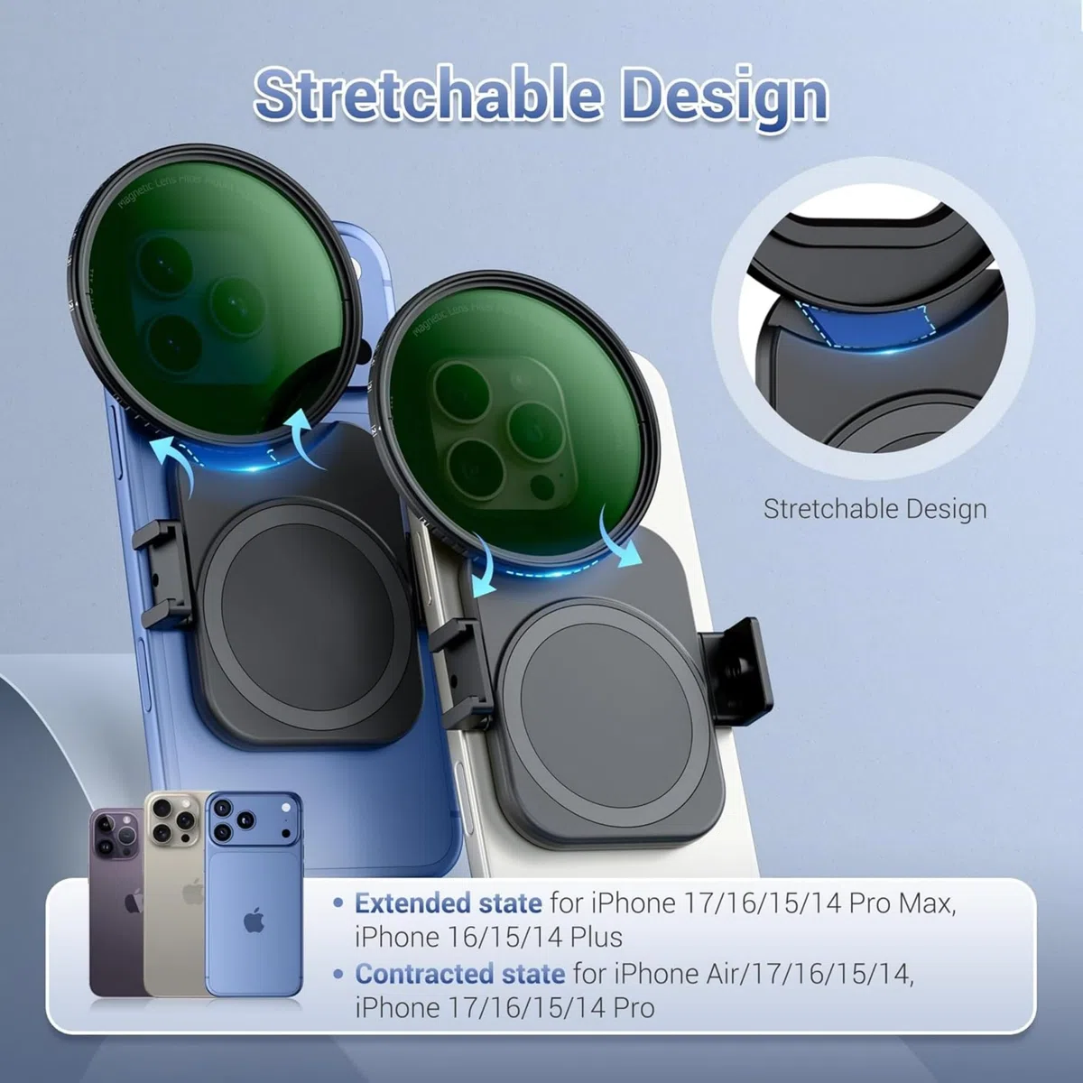 67mm Telefonfilteradapter für iPhone 17 16 15 14 Pro Max Plus Air, Doppelseitiger Magnetischer Telefonobjektiv-Filterring mit 1/4-20" & Blitzschuh (ohne Filter)