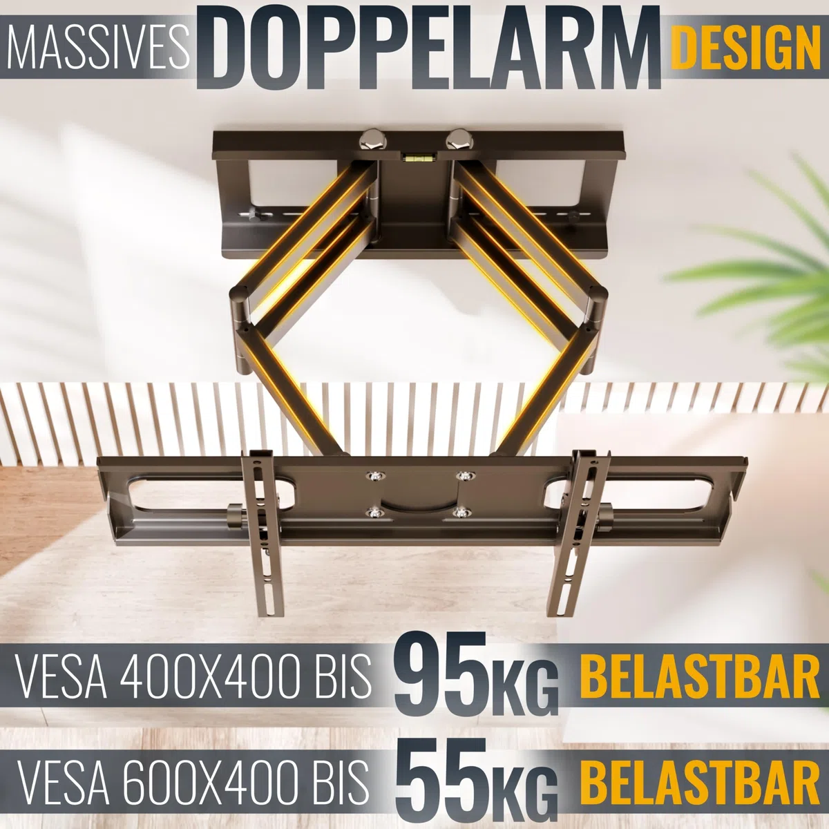 RICOO TV Wandhalterung Schwenkbar für 40-85 Zoll Fernseher Halterung Wand Fernsehhalterung Neigbar Universal Smart Flach OLED Curved Schwenkarm R06 Fernseh-Arm bis 95 Kg & VESA 600 (400) x 400 mm