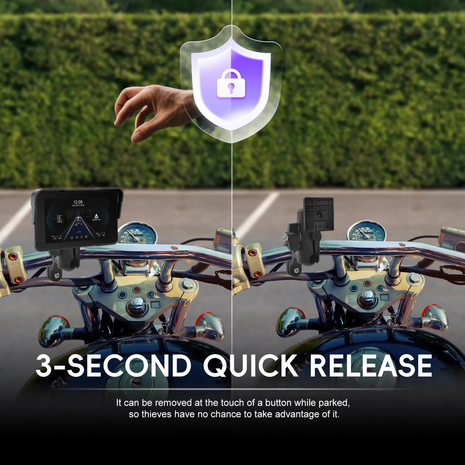 5 Zoll Motorrad Carplay Bildschirm mit Kabellos CarPlay und Android Auto, Touchscreen Bluetooth, Tragbarem Wasserdichtem, Navigation Schermo per Moto
