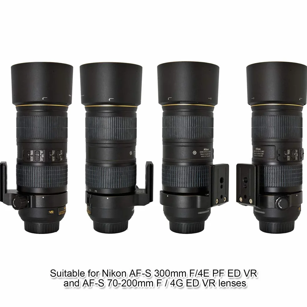 iShoot Objektiv Stativring Stativ-Halterung Stativschelle für Nikon RT-1 Nikkor AF-S 300mm F/4E PF ED VR & AF-S 70-200mm F/4G ED VR, unten ist Arca-Swiss Fit Kameraplatte Schnellwechselplatte