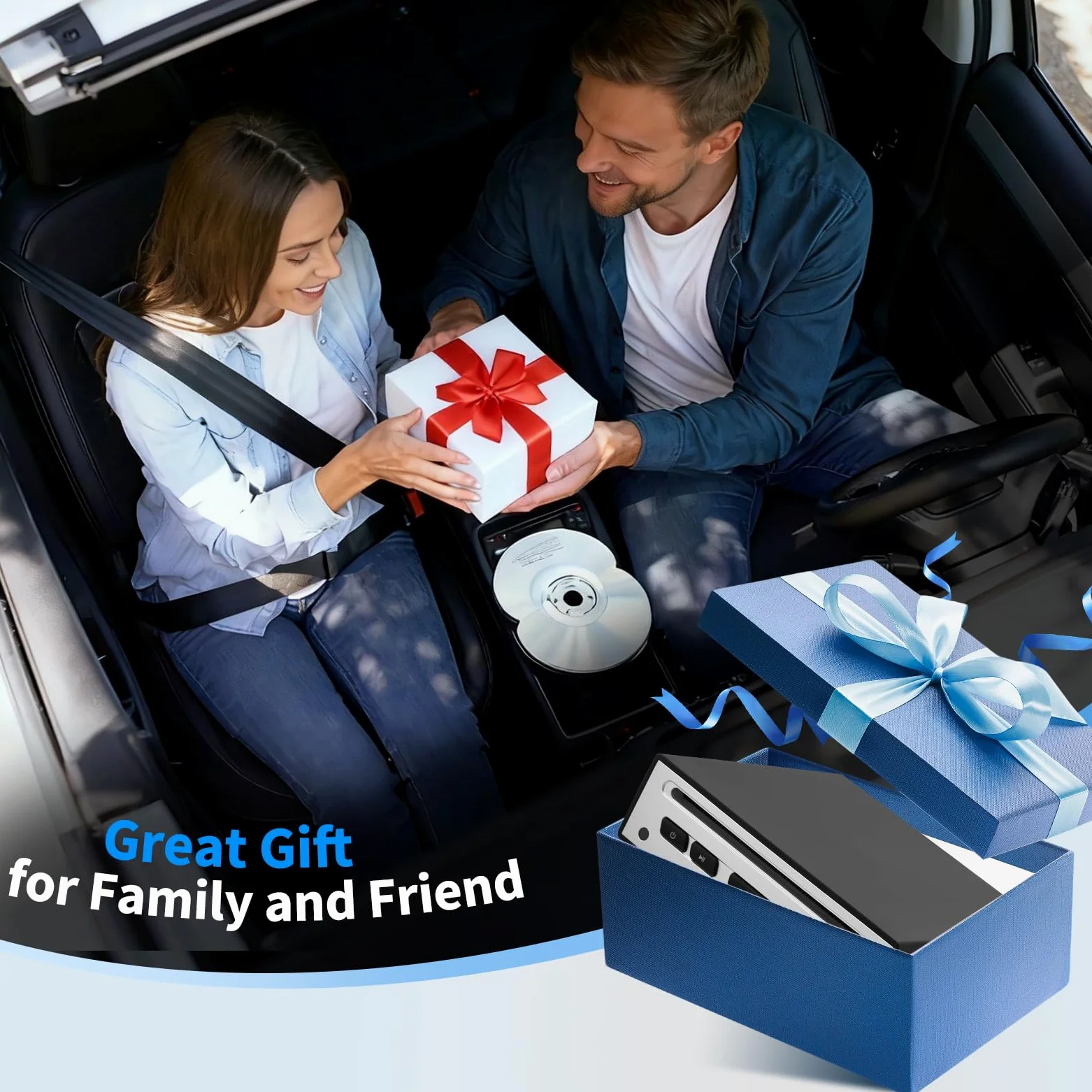 CD Player für Auto – Externer Universal-Auto-CD-Player mit USB, AUX, HDMI & USB-C Anschluss, Plug & Play, Kompatibel mit Autoradio, Laptop, TV, Computer und Hi-Fi-Anlagen