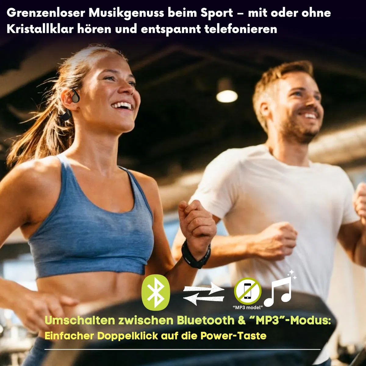 Knochenschall Kopfhörer Schwimmen, Open-Ear kopfhörer Bluetooth 5.4, IP68 Wasserdicht, 32GB Interner Speicher MP3 Player mit Mikrofon,10 Std Spielzeit für Laufen,Radfahren & Gym