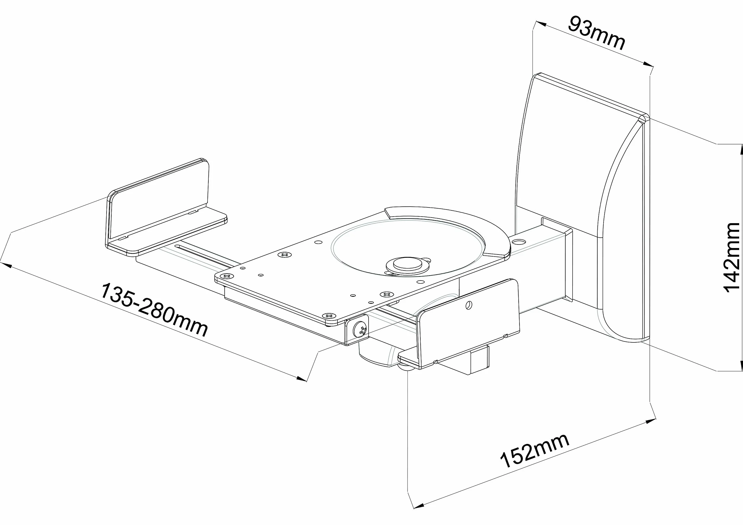 mywall HB5L HB 5 L Lautsprecher-Wandhalterung einstellbar ohne Werkzeug Neigbar+Schwenkbar 25 kg Schwarz 1 Paar