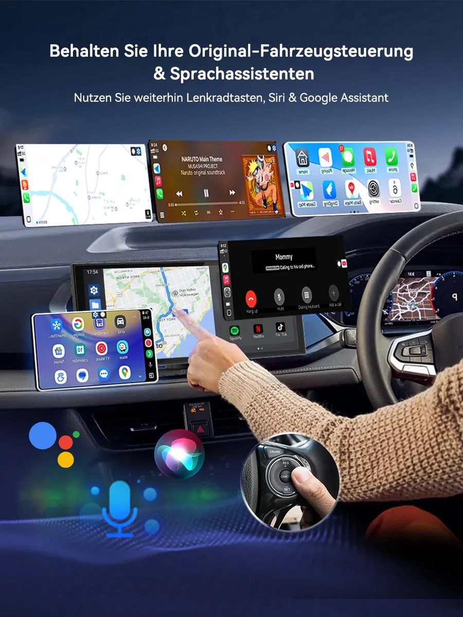 Spedal 2-in-1 Wireless CarPlay & Android Auto Adapter, USB-A/C Dongle, Wired zu Wireless, 5.8GHz WLAN, Bluetooth 5.3, Plug & Play, kompatibel mit Fahrzeugen ab 2016 (Hochglanz Schwarz)