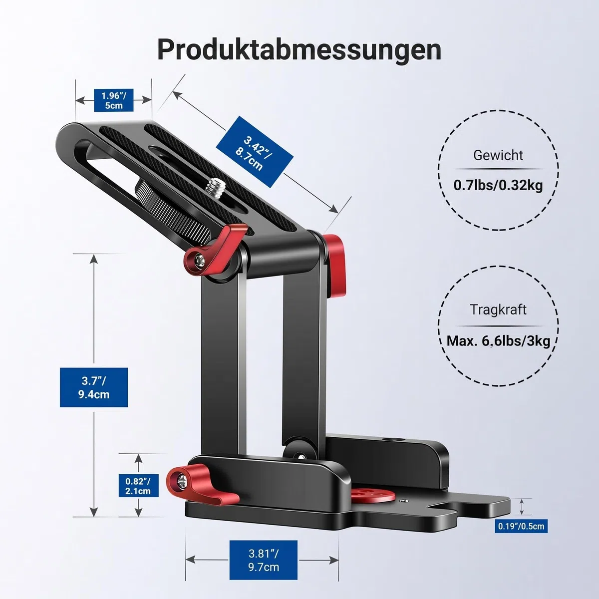 Neewer verbesserter Z Flex Neigekopf Z Stativkopf mit 4 Einstell-/Fixierknöpfen Schnellwechselplatte und Wasserwaage für Stativ-/DSLR-Kameras Camcorder Belastung bis zu 6,6 Pfund