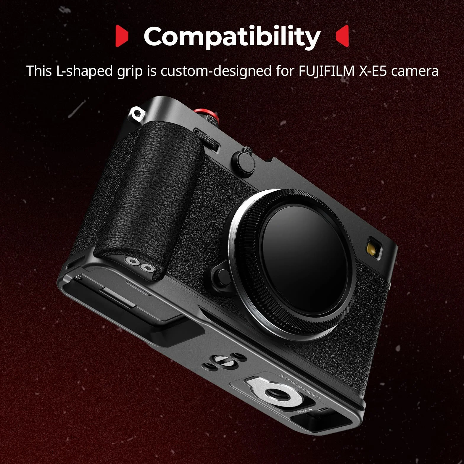 SMALLRIG X-E5 L-förmiger Handgriff für FUJIFILM Kamera, integrierte Schnellwechselplatte für Arca, 1/4"-20 Löcher, Leichter ergonomischer Silikon-Handgriff, Auslöser (Schwarz) – 5448
