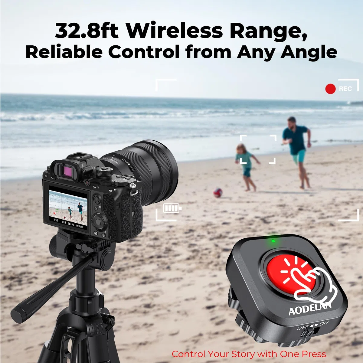 Drahtloser Kamera-Videoaufnahmeknopf für Top-/Seitengriff – AODELAN Wiederaufladbare Videosteuerungs-Fernbedienung mit Kalt-Schuh-Verriegelung für Canon EOS R50/R6, für Sony ZV-E10 II, für Nikon Z50II
