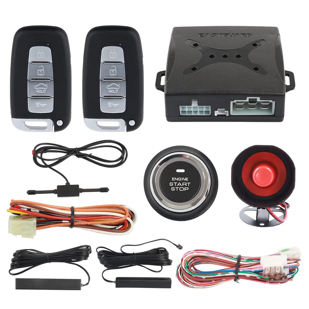 Easyguard Autoalarm-System, schlüsselloser Zugang, PKE-Fernbedienung, Motorstart/-Stop-Taste, automatisches Sperren oder Entsperren der Autotür, passend für die meisten dc12v Autos