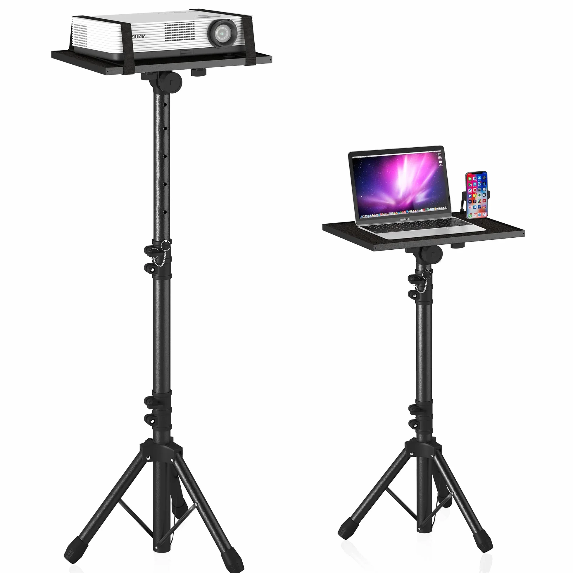 Projektor-Stativ von 59,7 cm bis 118,1 cm, Laptop-Stativ, höhenverstellbar, mit Schwanenhals, Handy-Halterung, Laptop-Bodenständer für Büro, Zuhause, Bühne, Studio, DJ-Racks, Halterung