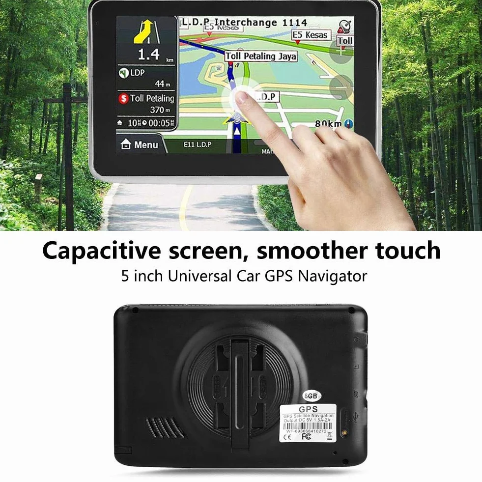 Navigationsgeräte für Auto, GPS-Navigation, universeller 5 Zoll Touchscreen Auto Navigator GPS Navigation DDR256M 8G MP3 FM Europa Karte 1