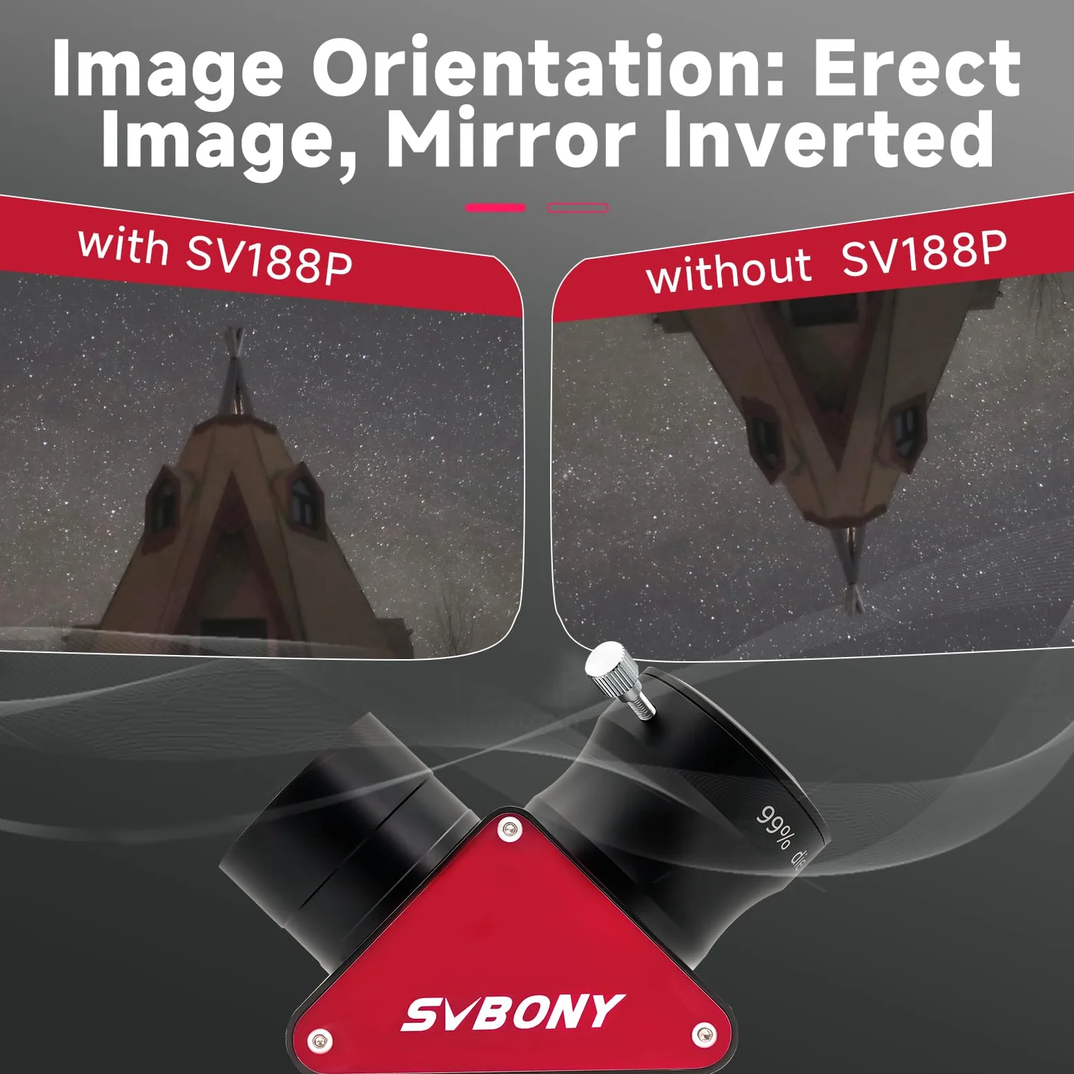 Svbony SV188P 2 Zoll 90-Grad-dielektrischer Spiegel Diagonal 99% Reflektivität Dielektrische Beschichtungen mit Messing-Kompressionsringen Reflektivität Teleskop-Zubehör passend für Refraktor-Telesko
