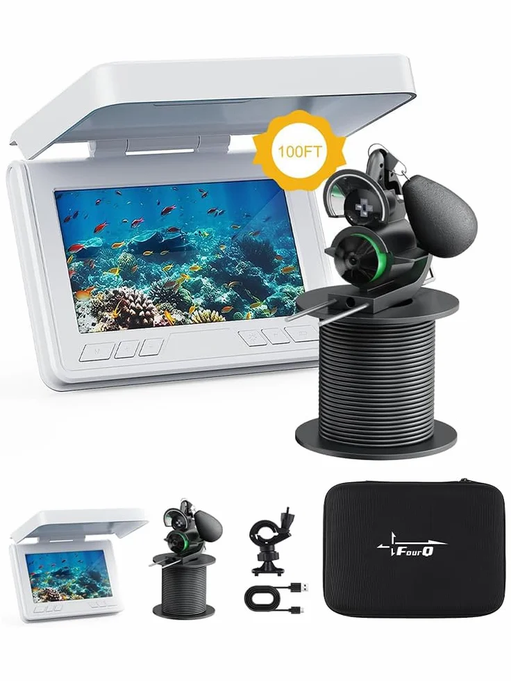 FourQ Underwater Fishing Camera,Fishing Camera Ice vexilar Fish find 4.3inch Hd 1080p LCD Display Underwater W/ 5000mah Li-Battery